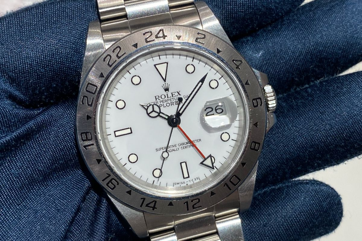 ロレックス【16570】ROLEX 腕時計 エクスプローラー2 アイボリー