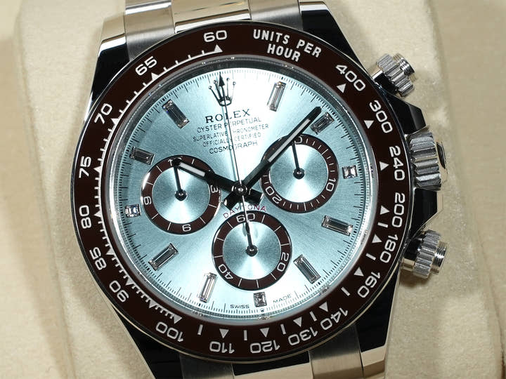 Rolex Daytona Ref. 126506A Platinum Ice Blue with 11 Diamond Dial, Unused, Item #mm7qj5s8