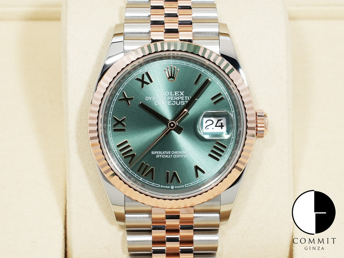 Rolex Datejust 36 Ref. 126231 Stainless Steel/Everose Gold, Mint Green Dial, Jubilee Bracelet, Unworn nei7gug5