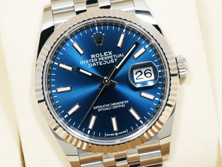 Rolex Datejust 36 Ref. 126234 Stainless Steel/White Gold, Bright Blue Dial, Jubilee Bracelet, Excellent Condition c8n2piut