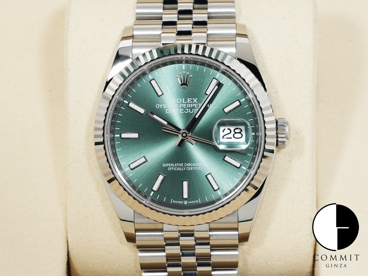 Rolex Datejust 36 Ref.126234 Stainless Steel/White Gold Mint Green Dial Jubilee Bracelet, Beautiful Pre-owned Condition zfxebvsp
