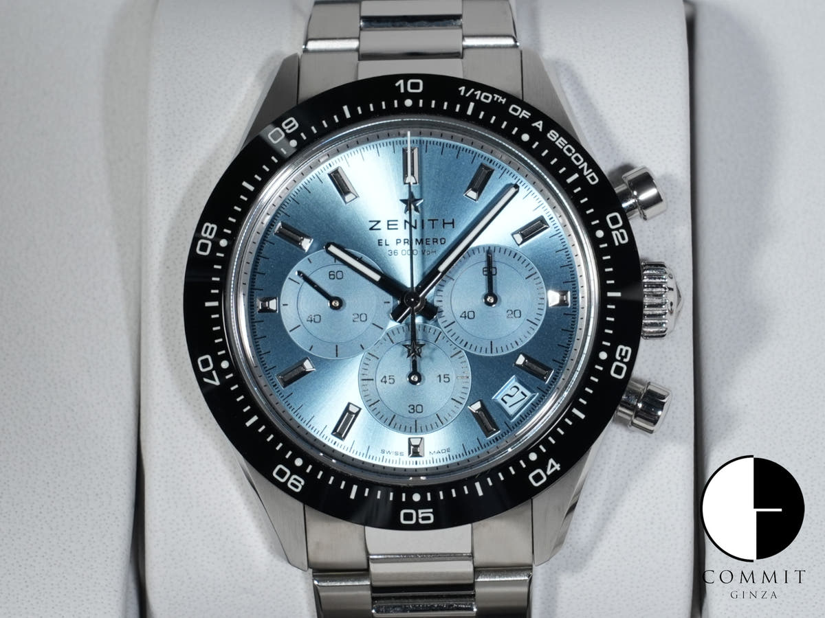 ゼニス クロノマスター スポーツ ヨシダ スペシャル エディション Ref.03.3105.3600/52.M3100 ステンレススチール アクアブルー文字盤 美中古 m7626ou7