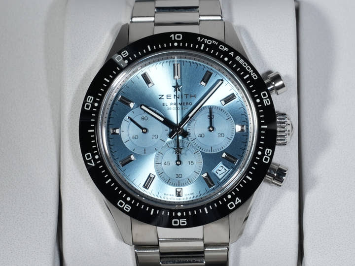 ゼニス クロノマスター スポーツ ヨシダ スペシャル エディション Ref.03.3105.3600/52.M3100 ステンレススチール アクアブルー文字盤 美中古 m7626ou7