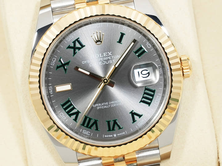 ロレックス デイトジャスト41 Ref.126333 ステンレススチール/イエローゴールド スレートローマン文字盤 ジュビリーブレスレット 中古 u4my77gr