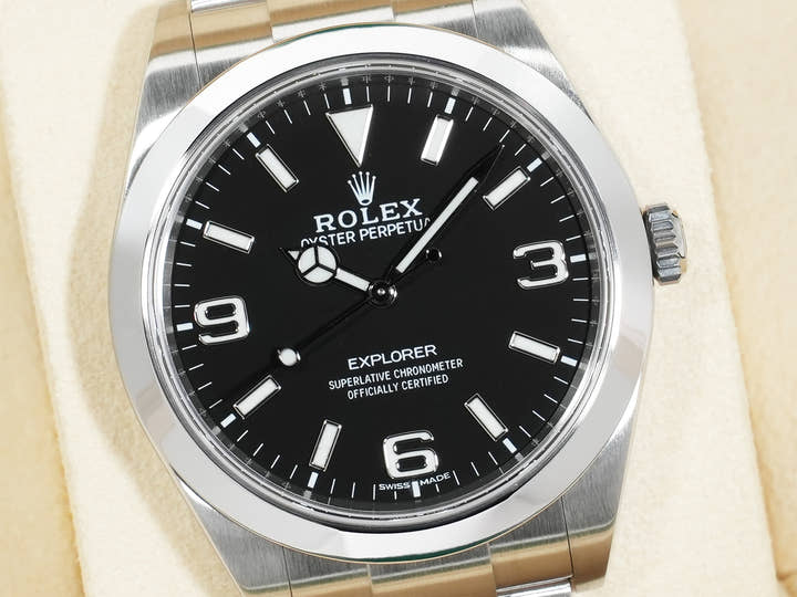 ロレックス エクスプローラーI Ref.214270 ステンレススチール ブラック文字盤 オイスターブレスレット 美品 w4kd6re4