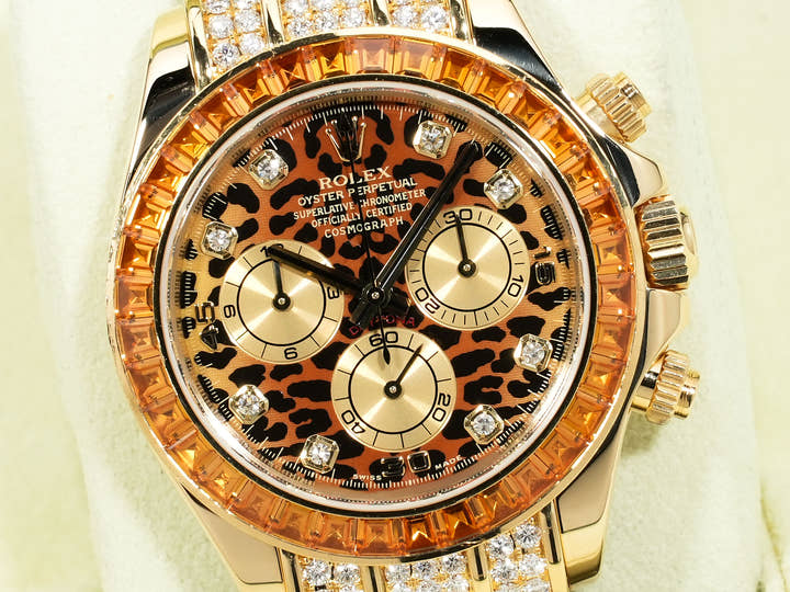 ロレックス デイトナ Ref.116598SACO イエローゴールド レパードx8Pダイヤ文字盤 美中古 gdg8r5mn