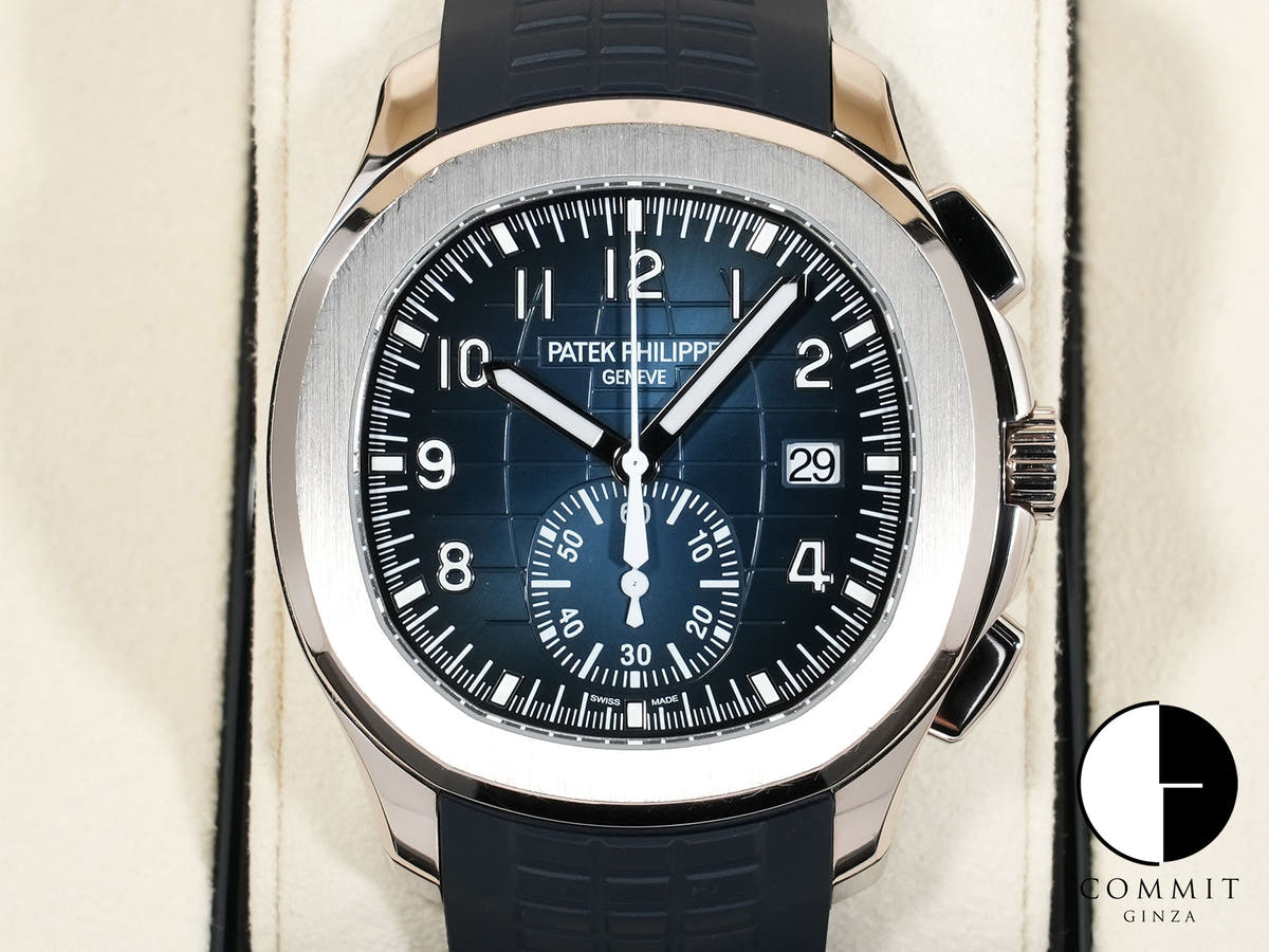Patek Philippe Aquanaut Chronograph Ref. 5968G-001 White Gold Midnight Blue Dial Pre-owned 9tuet77o