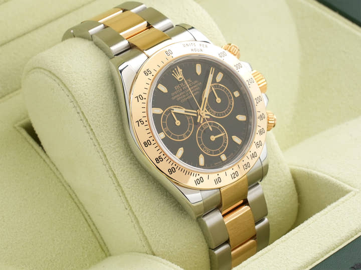 Rolex Daytona Ref. 116523 Stainless Steel/Yellow Gold Black Dial, Pre-owned in Excellent Condition, 8wi3zwig