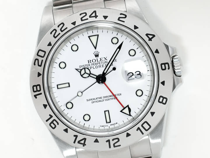 ロレックス エクスプローラーII Ref.16570 ステンレススチール ホワイト文字盤 オイスターブレスレット 中古 bzbg5cnk
