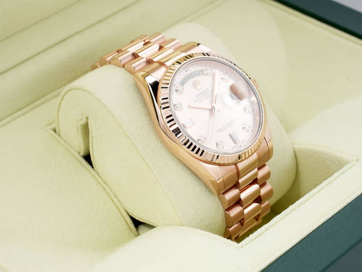 Rolex Day-Date Ref.118235A Pink Gold Pink 10P Diamond Dial Pre-owned oe5gekq6