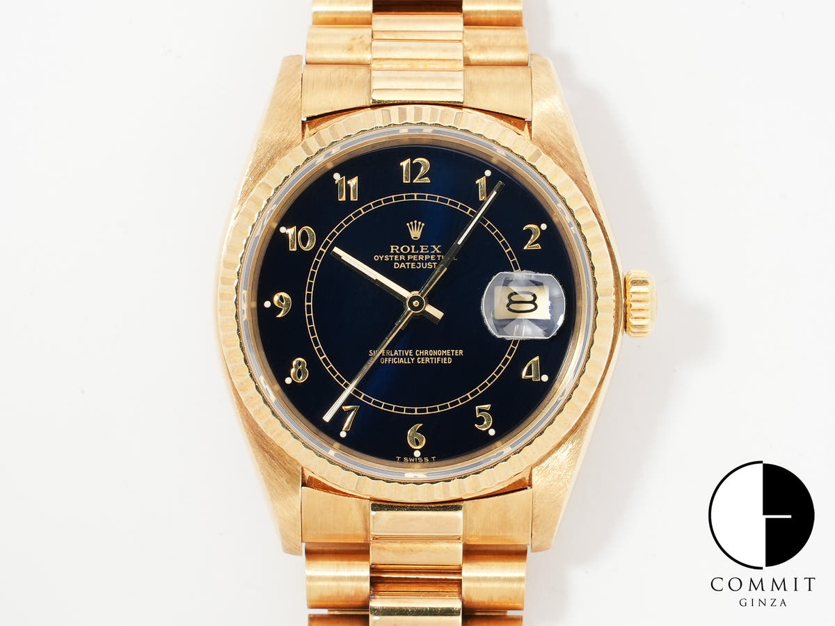 Rolex Datejust Ref.16018 Yellow Gold Blue Stella Boiler Gauge Dial Pre-owned rt39w9kb