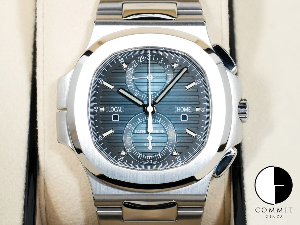 パテックフィリップ ノーチラス トラベルタイム クロノグラフ Ref.5990/1A-011 ステンレススチール ブルーソレイユ文字盤 美品 ytq5c7vo