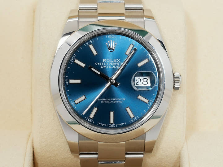 Rolex Datejust 41 Ref. 126300 Stainless Steel, Bright Blue Dial, Oyster Bracelet, Excellent Condition xcriwffa