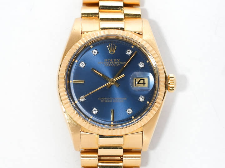 Rolex Datejust Ref. 1601/8 Yellow Gold Blue Dial Pre-owned 8mb2rnac