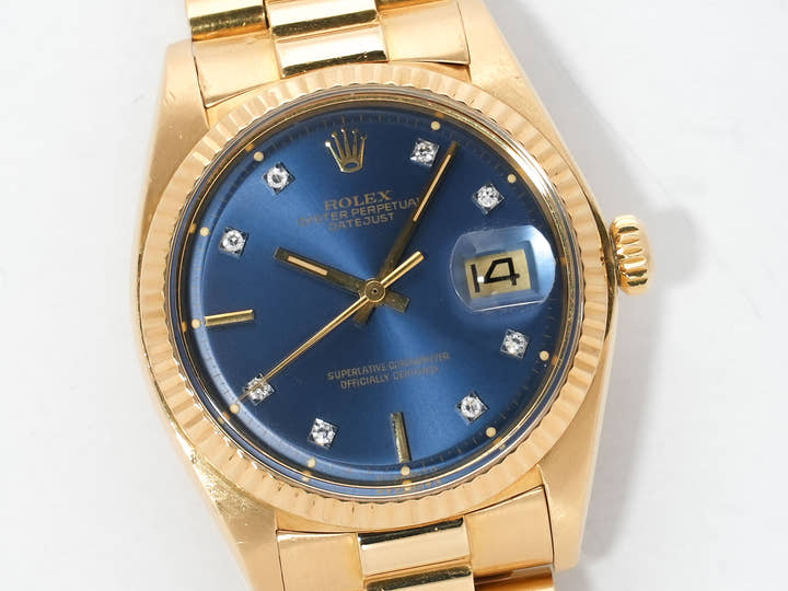 Rolex Datejust Ref. 1601/8 Yellow Gold Blue Dial Pre-owned 8mb2rnac