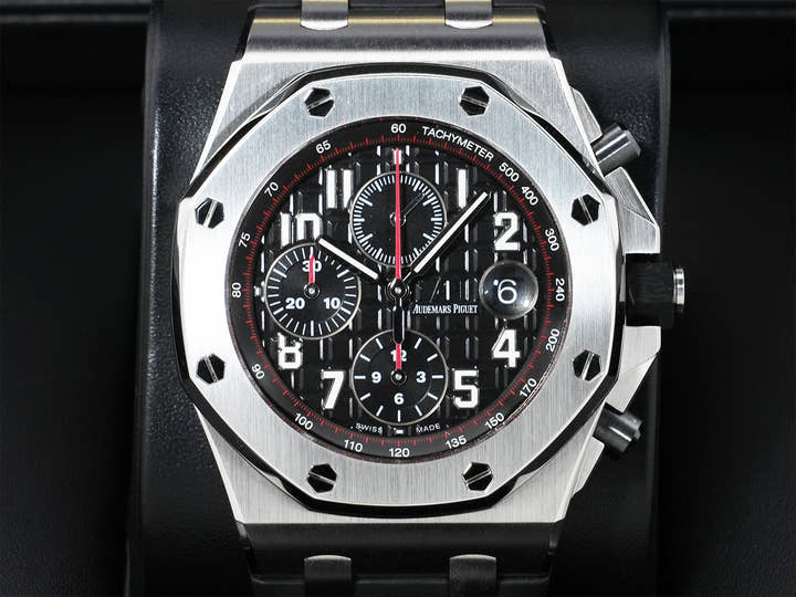Audemars Piguet Royal Oak Offshore Chronograph Ref. 26470ST.OO.A101CR.01 Stainless Steel Black (Mega Tapisserie) Dial, Pre-owned in excellent condition jpdh2vxo