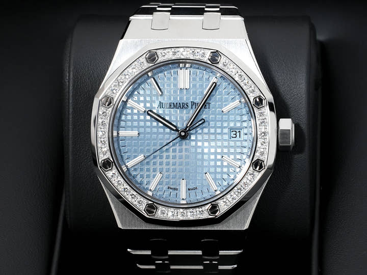 Audemars Piguet Royal Oak Ref. 15551ST.ZZ.1356ST.04 Stainless Steel Light Blue Dial, Excellent Condition p74i4pod