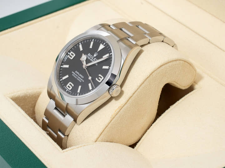 ロレックス エクスプローラーI Ref.214270 ステンレススチール ブラック文字盤 オイスターブレスレット 美中古 fwf834qf