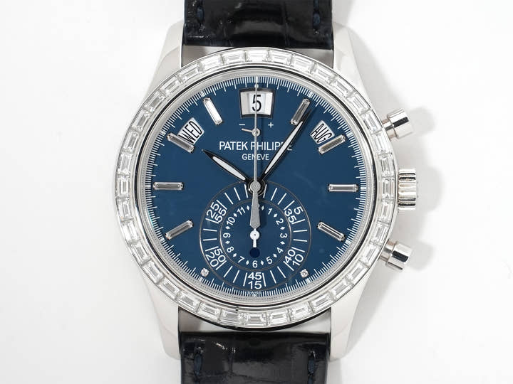 パテックフィリップ アニュアルカレンダー クロノグラフ Ref.5961P-001 プラチナ マット・ブルー・オパーリン文字盤 中古 q5vte8g3