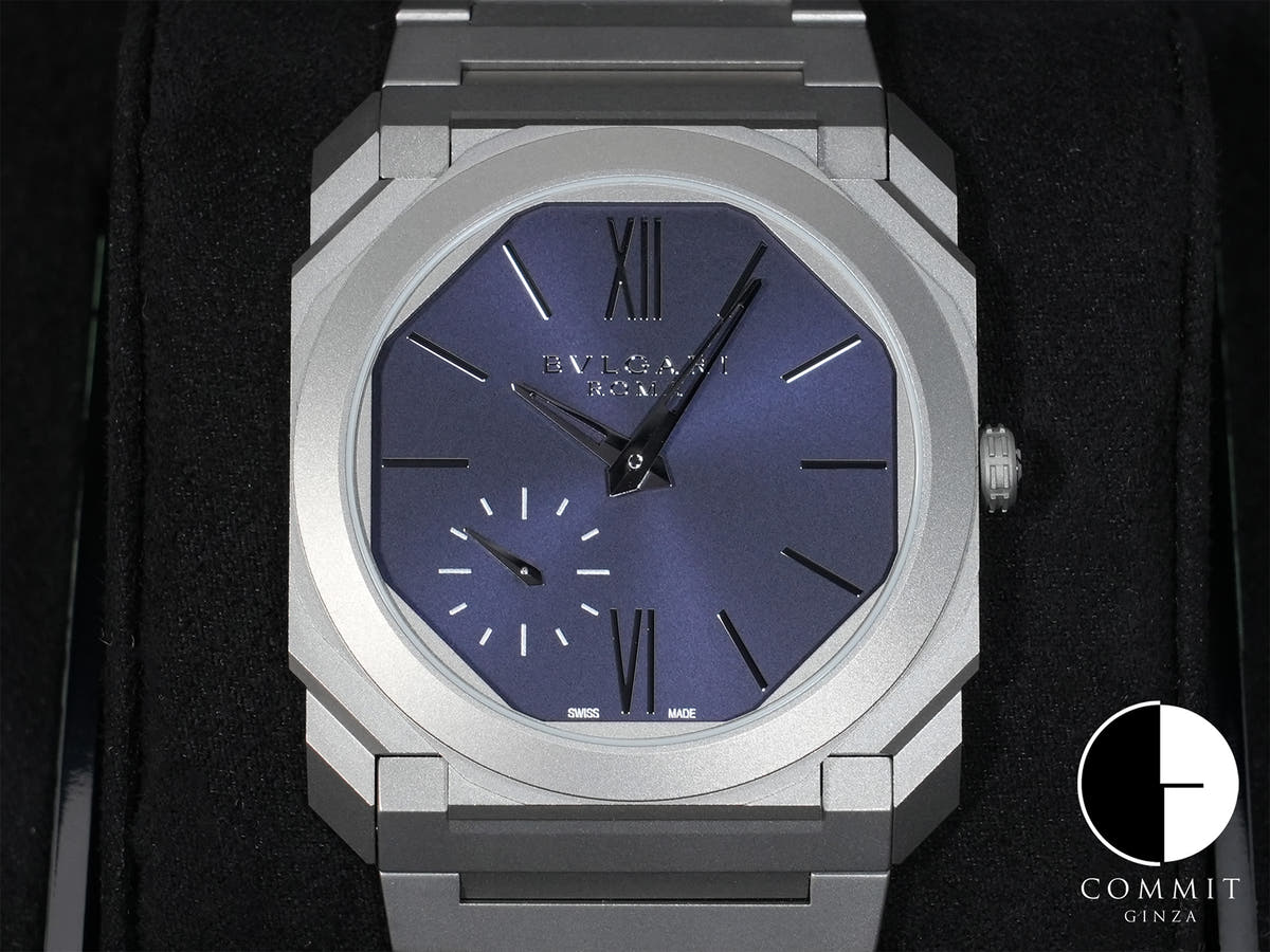 Bvlgari Octo Finissimo Roma Edition Ref.103766 Titanium Midnight Blue Dial Excellent Condition sd793dj8