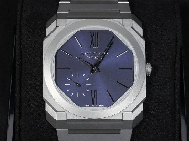Bvlgari Octo Finissimo Roma Edition Ref.103766 Titanium Midnight Blue Dial Excellent Condition sd793dj8