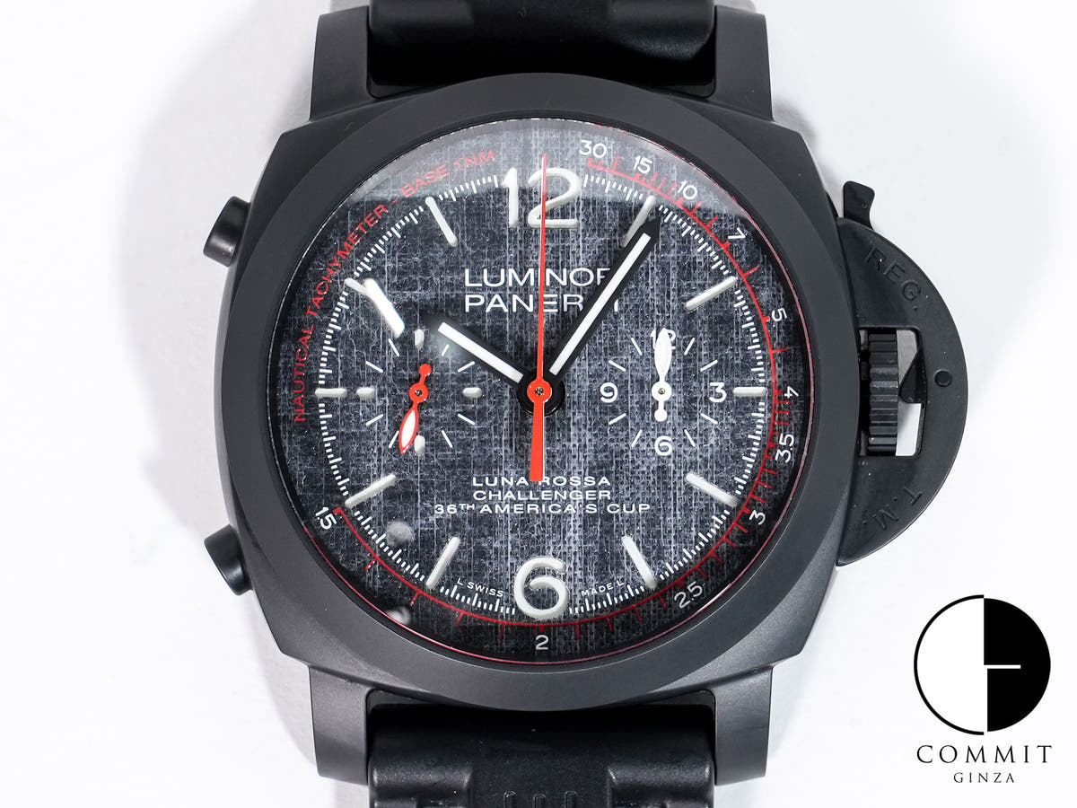 Panerai Luminor Rossa Chrono Flyback Limited Ref.PAM01037 Ceramic Dark Grey Dial Excellent Condition 9u8f45xc