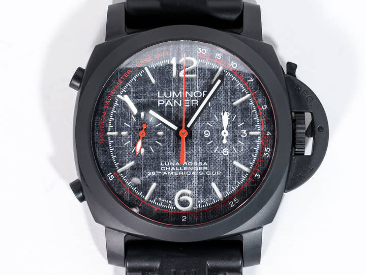 Panerai Luminor Rossa Chrono Flyback Limited Ref.PAM01037 Ceramic Dark Grey Dial Excellent Condition 9u8f45xc