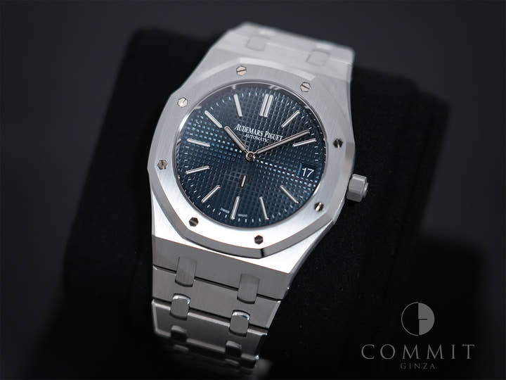 Audemars Piguet Royal Oak Jumbo Extra-Thin Ref.16202ST.OO.1240ST.02 Stainless Steel Night Blue Dial Excellent Condition ovp95avq