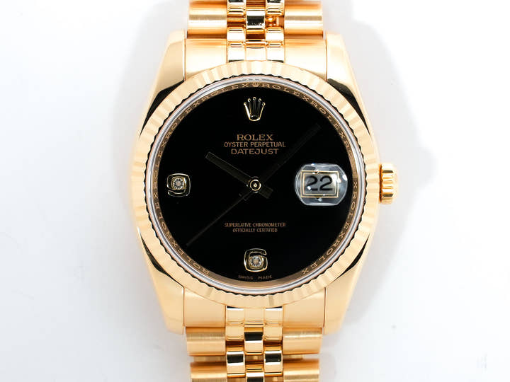 ロレックス デイトジャスト Ref.116238 イエローゴールド オニキス文字盤 美品 aj3w5yg9