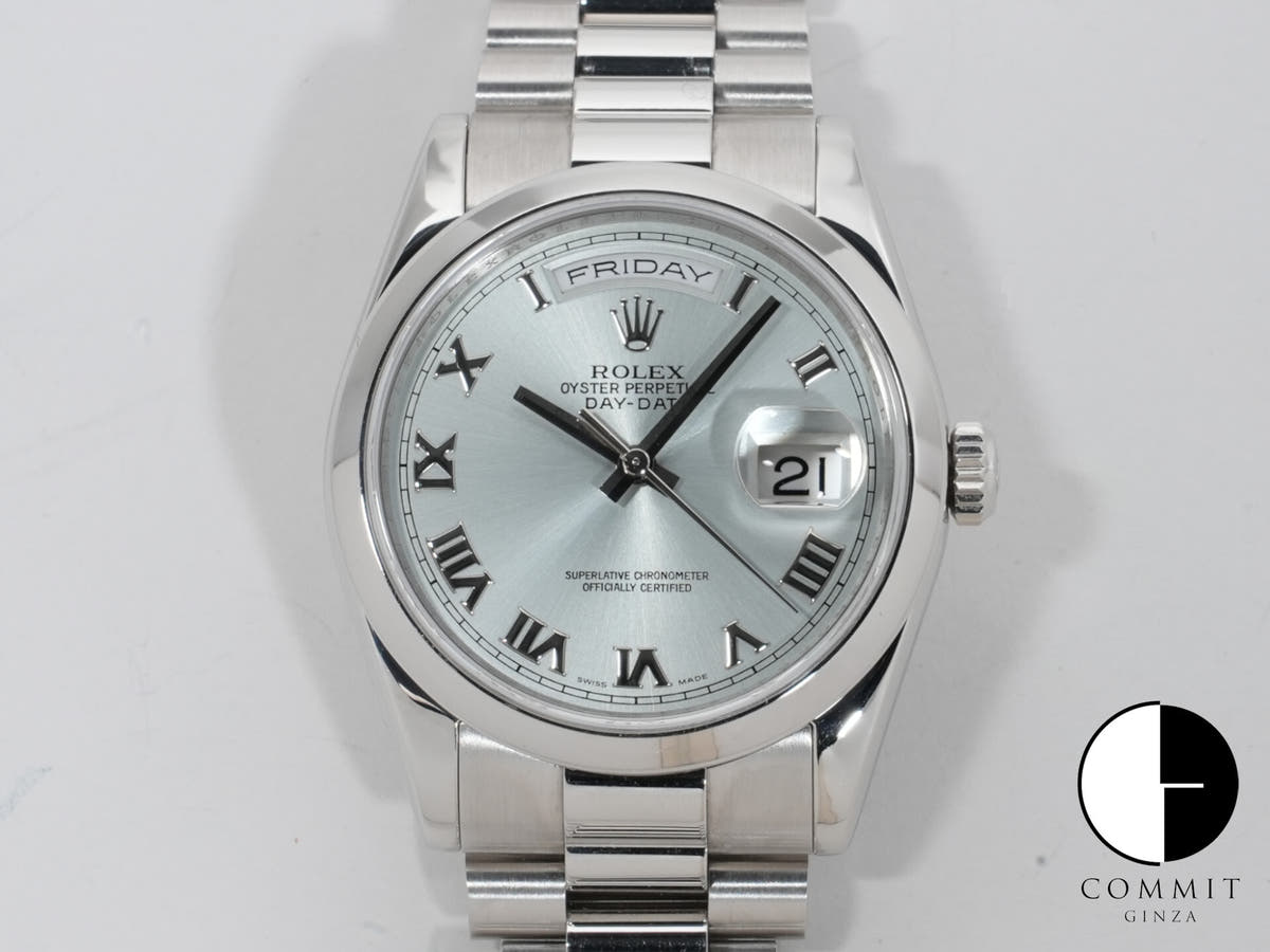 Rolex Day-Date 36 Ref.118206 Platinum Ice Blue Dial Pre-owned qzby2db4