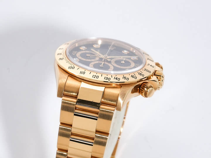 ロレックス デイトナ エルプリメロ Ref.16528 イエローゴールド ブラックx8Pダイヤ文字盤 中古 zn54un9e