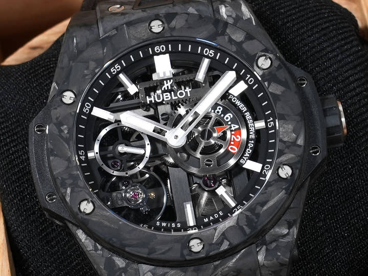 ウブロ ビッグバン メカ‐10 フロステッドカーボン Ref.444.QN.1170.NR マットブラックフロステッドカーボン マットブラック スケルトン文字盤 美品 trdzk6kf