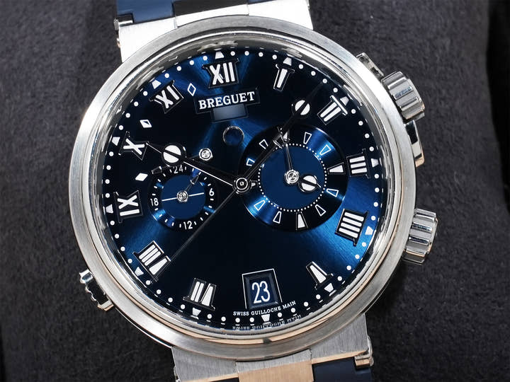 Breguet Marine Alarm Musical 5547 Ref.5547TI/Y1/5ZU Titanium Sunburst Blue Dial Pre-owned q5pxzjnt
