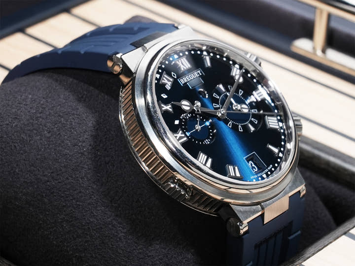 Breguet Marine Alarm Musical 5547 Ref.5547TI/Y1/5ZU Titanium Sunburst Blue Dial Pre-owned q5pxzjnt