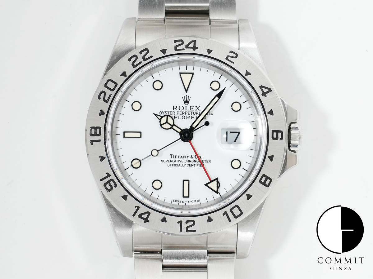 ロレックス エクスプローラーII TIFFANY&CO. Ref.16570 ステンレススチール ホワイト文字盤 オイスターブレスレット 美中古 kueb7see