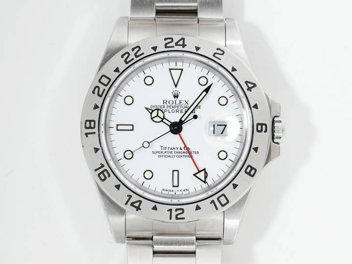 ロレックス エクスプローラーII TIFFANY&CO. Ref.16570 ステンレススチール ホワイト文字盤 オイスターブレスレット 美中古 kueb7see