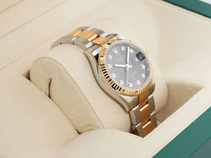 Rolex Datejust Ref.278273 Stainless Steel/Yellow Gold Grey 10P Diamond Dial Oyster Bracelet Pre-owned 3borqzba
