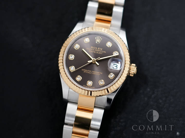 Rolex Datejust Ref.278273 Stainless Steel/Yellow Gold Grey 10P Diamond Dial Oyster Bracelet Pre-owned 3borqzba