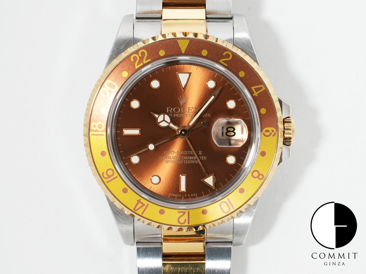 Rolex GMT-Master II Ref.16713 Stainless Steel/Yellow Gold Brown Dial Oyster Bracelet Pre-owned f7nb8x4d