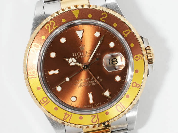 Rolex GMT-Master II Ref.16713 Stainless Steel/Yellow Gold Brown Dial Oyster Bracelet Pre-owned f7nb8x4d