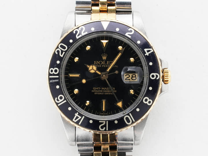 ロレックス GMTマスター Ref.16753 ステンレススチール/イエローゴールド ブラック文字盤 ジュビリーブレスレット 中古 4twxqyjv
