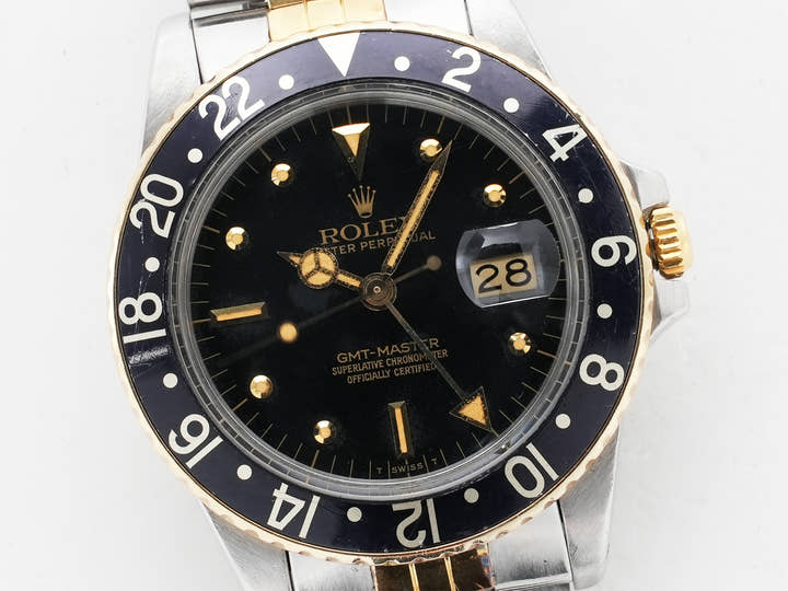 ロレックス GMTマスター Ref.16753 ステンレススチール/イエローゴールド ブラック文字盤 ジュビリーブレスレット 中古 4twxqyjv