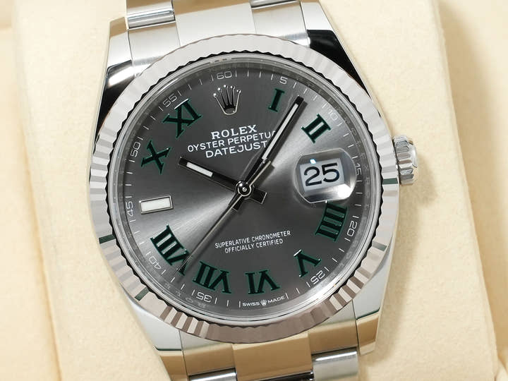 ロレックス デイトジャスト36 Ref.126234 ステンレススチール/ホワイトゴールド スレートローマン文字盤 オイスターブレスレット 未使用
