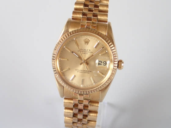 ロレックス オイスターパーペチュアルデイト Ref.15037 シャンパン文字盤 中古 14k