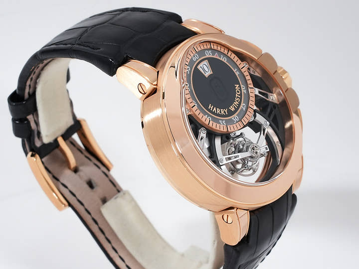 ハリーウィンストン オーシャン トゥールビヨン ジャンピングアワー Ref.OCEMTJ45RR001 オープンワーク仕上げ ブラック サファイアクリスタル文字盤 中古 2dbfnhiu