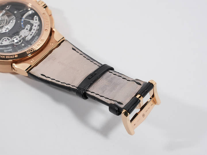 ハリーウィンストン オーシャン トゥールビヨン ジャンピングアワー Ref.OCEMTJ45RR001 オープンワーク仕上げ ブラック サファイアクリスタル文字盤 中古 2dbfnhiu