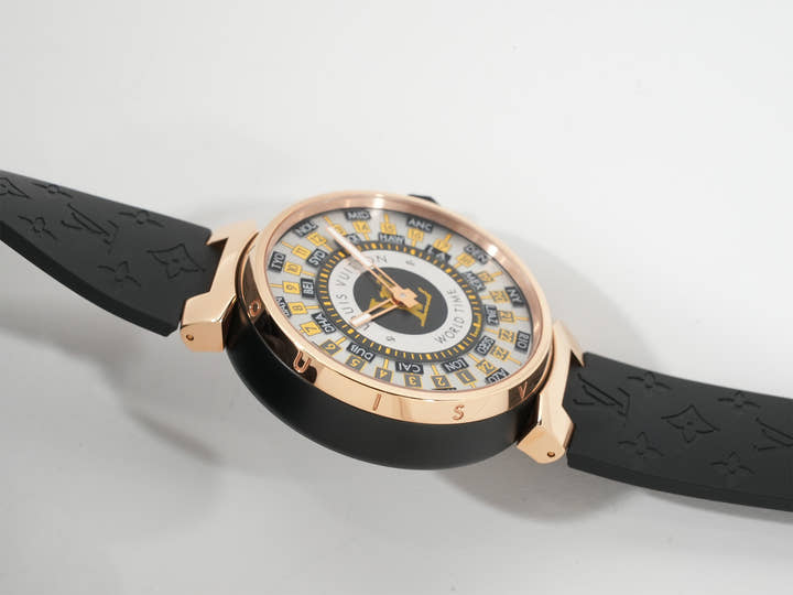 ルイヴィトン タンブール ワールドタイム ランウェイ ユニバーサル ジャーニー Ref.Q1BK0 SS/BLACK PVD/PG シルバー文字盤 中古 1HKVJJKK