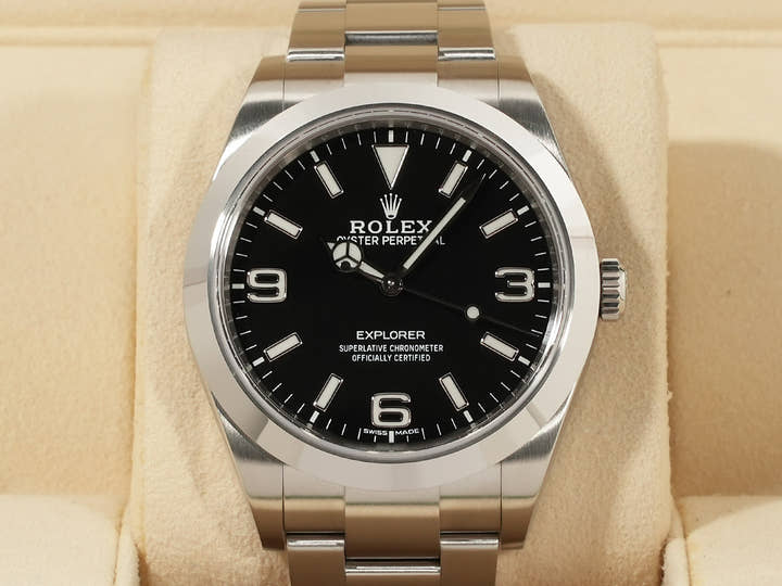 ロレックス エクスプローラーI 鏡面ブラックアウト Ref.214270 ステンレススチール ブラック文字盤