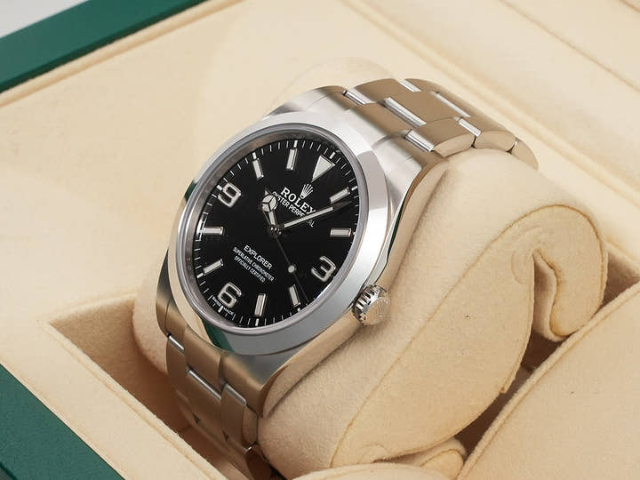 ロレックス エクスプローラーI 鏡面ブラックアウト Ref.214270 ステンレススチール ブラック文字盤