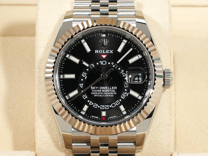 ロレックス スカイドゥエラー Ref.326934 ステンレススチール/ホワイトゴールド ブラック文字盤 ジュビリーブレスレット 中古 mirdxejp